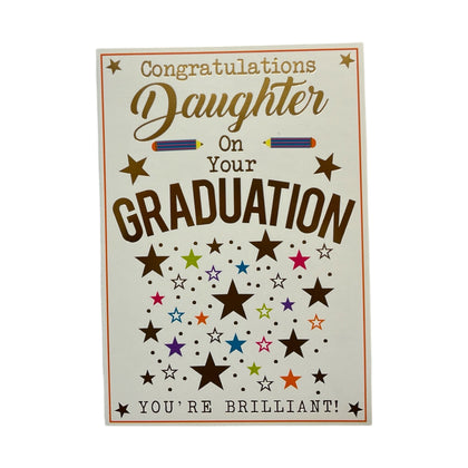 Daughter On Your Graduation Stars Design Congratulations Card