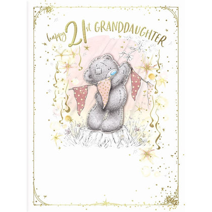 Bear With Bunting Granddaughter 21st Large Birthday Card