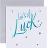 Contemporary Embossed Stars And Hearts Design Good Luck Card