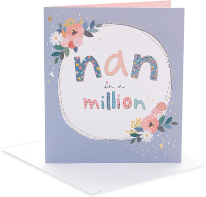 Stitch Lettering Nan Birthday Card