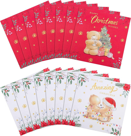 Forever Friends 2 Designs Pack of 16 Boxed Christmas Cards 