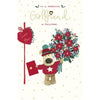 Boofle Holding Big Bouquet Girlfriend Christmas Card