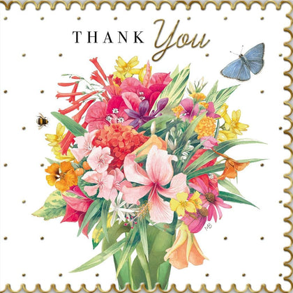 Bunch Of Beautiful Flower Thank You Card 