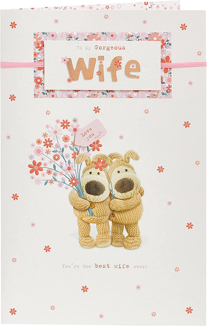 Cute Design Friends Holding Flower Bouquet Boofle Wife Birthday Card