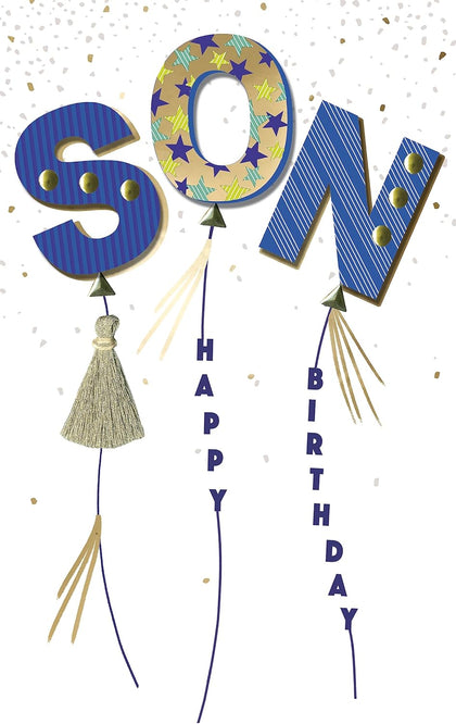 Embellished & Foiled Balloons Son Happy Birthday Card