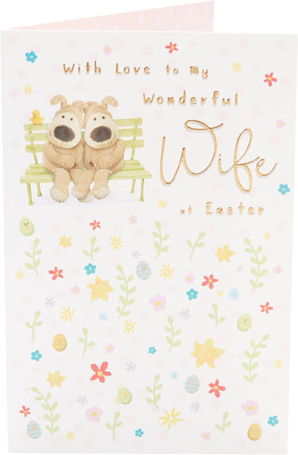 Boofles Sitting on Bench Wife Easter Card