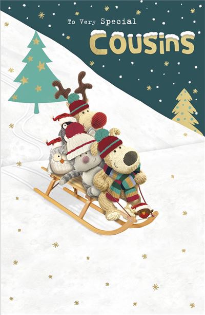 Boofle and Friends on Sleigh Cousins Christmas Card