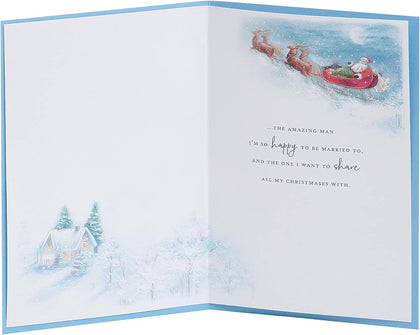 Santa and Sleigh Design Husband Christmas Card