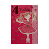 Age 04 Juvenile Girl Dancing Pink Birthday Card