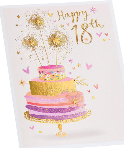 Beautiful Cake Design 18th Birthday Card