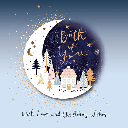 3D Cut Out Luxury Both Of You Crescent Moon Christmas Card