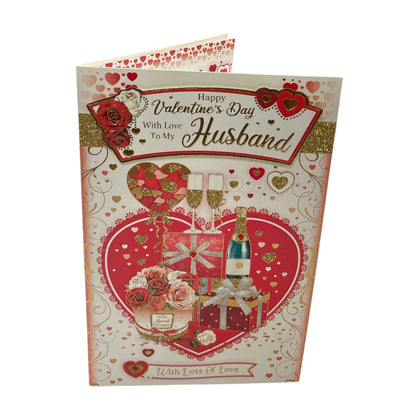 To My Husband Hearts And Gifts Design Valentine's Day Card