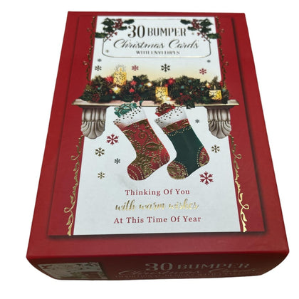 Box of 30 Bumper Traditional Christmas Cards with Envelopes