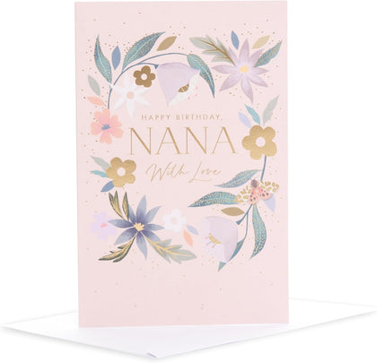 Floral Wreath With Love Design Nana Birthday Card