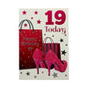 Age 19 Female Traditional Shopping Bags and Shoes Design Birthday Card