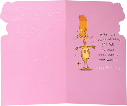 Funny Cartoon Giraffe Design Sister Birthday Card