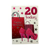 Age 20 Female Traditional Shopping Bags and Shoes Design Birthday Card