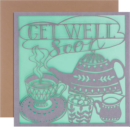 Contemporary Laser Cut Design Get Well Soon Card 