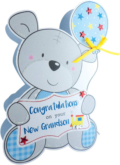 Birth of New Baby Grandson 3D Congratulations Card