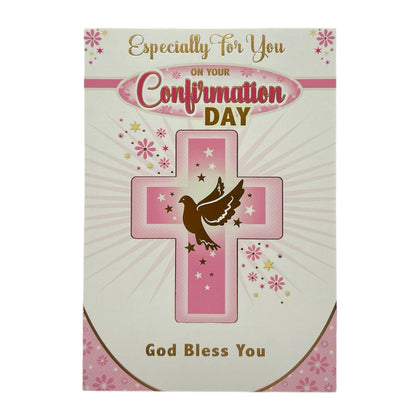 Especially For You Girl Dove And Cross Pink Design Confirmation Religious Greeting Card