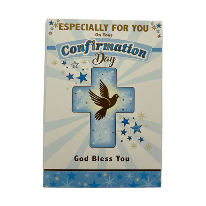 Especially For You Boy On Your Confirmation Dove and Cross Design Religious Greeting Card