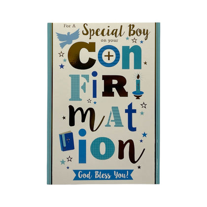 For Special Boy On Your Confirmation Bold Lettering Design Religious Greeting Card