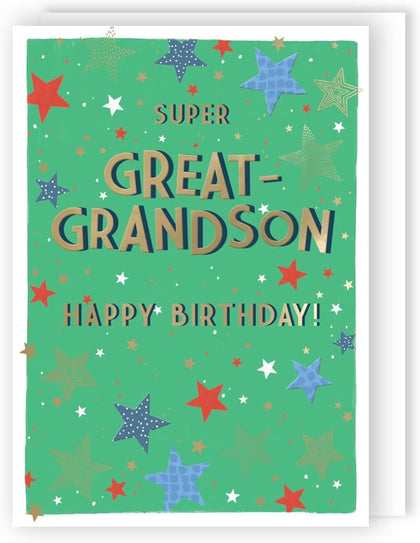 Sparkling Stars! Super Great-Grandson Birthday Card