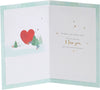 Fiancé Christmas Card with Envelope Sweet Design with Penguins Love Heart