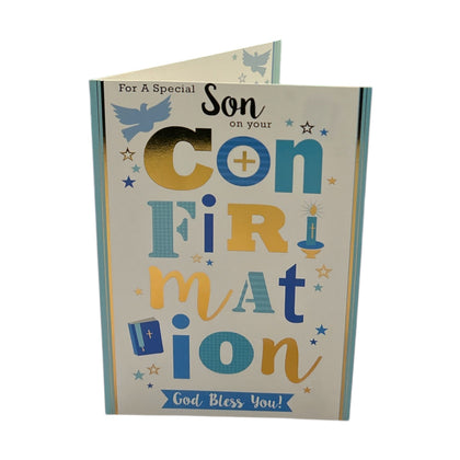 For Special Son On Your Confirmation Bold Lettering Design Religious Greeting Card