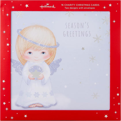 Festive Angel 2 Designs Pack of 16 Boxed Charity Christmas Cards