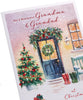 Snowy Door Design Grandma & Grandad Christmas Card