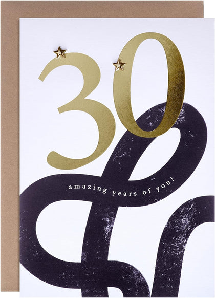 Contemporary Text Based Curved Line Design 30th Birthday Card