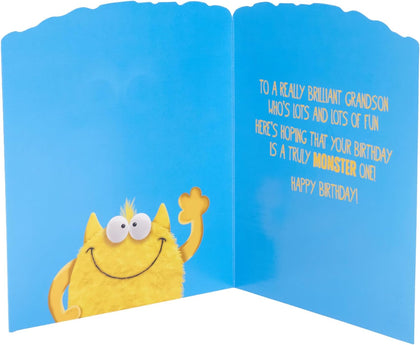 Googly Eyed Monster Design Grandson Birthday Card