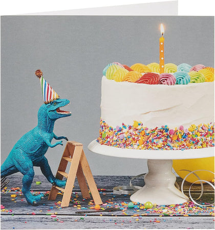 Cake & Dinosaur Design Blank Card