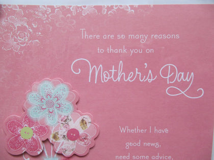 Stunning Large Glitter Coated Luxury Raised Flowers Mother's Day Card