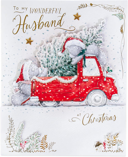 Bears Putting Xmas Tree In Truck Luxury Boxed Handmade Husband Christmas Card