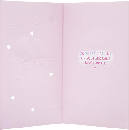 Forever Friends Pink Design Baby Girl Birth Congratulations Card