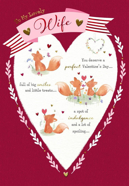 Fox Design Lovely Wife Valentine's Day Card