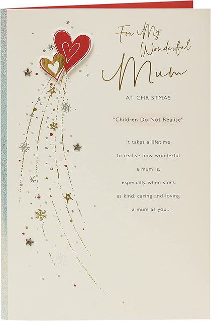 Dual Hearts and Star Gems Attachment Mum Christmas Card