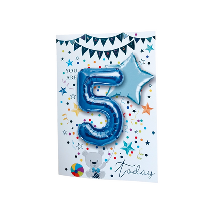 You are 5 Boy Balloon Boutique Greeting Card