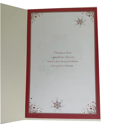 For a Dear Granddaughter and Husband Couple Walking in Winter Wonderland Design Christmas Card