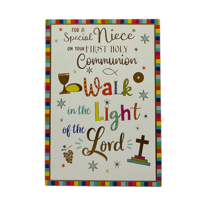 For Niece Walk In The Light First Holy Communion Religious Card