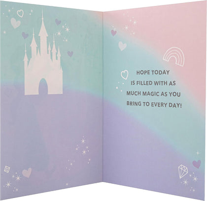 Disney Princess Design Daughter Birthday Card with Sticker Sheet