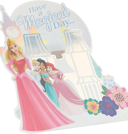 Disney 100 Pop-Up Castle Design, With Aurora, Cinderella, Jasmine, Ariel Birthday Card