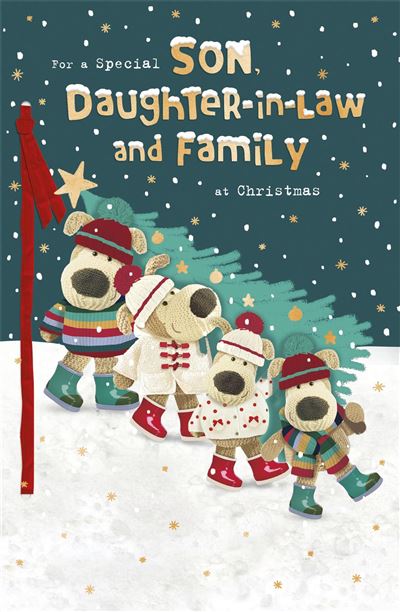 Boofles Carrying Tree Son & Daughter In Law & Family Christmas Card