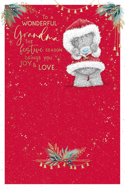 Bear Wearing Santa Outfit Grandma Christmas Card