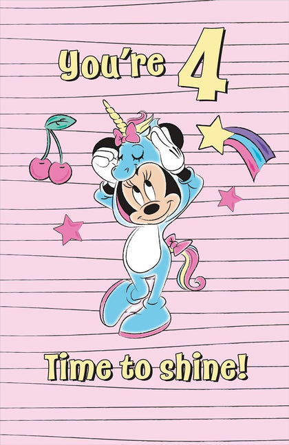 Disney Minnie Mouse Design 4th Kids Birthday Card For Her