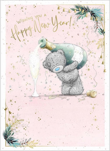 Bear Pouring Champagne New Year Card