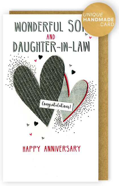 Heart Hugs Wonderful Son And Daughter-In-Law Congratulations Anniversary Card