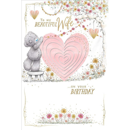 Bear And Large Heart Pop-Out Luxury Wife Birthday Card